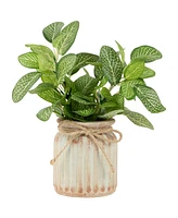 Northlight 8" Reticulated Artificial Spring Foliage in Ceramic Pot