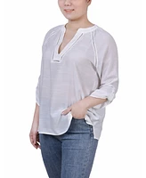 Ny Collection Women's Raglan Sleeve Split Neck Blouse Top