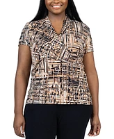 24seven Comfort Apparel Plus Size Short Sleeve V Neck Wrap Top