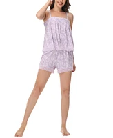 C. Wonder Women's Printed Lace Babydoll Tank with the Shorts 2 Pc. Pajama Set