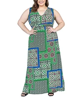 24seven Comfort Apparel Plus Size V Neck Sleeveless Maxi Dress