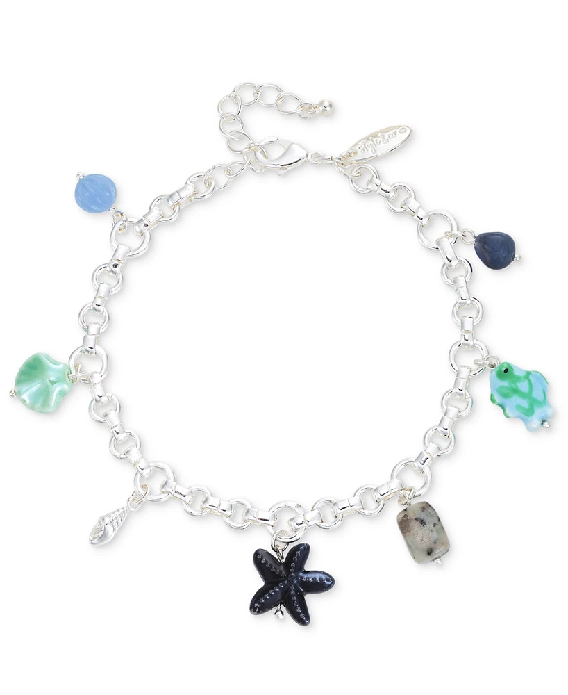 Style & Co Mixed Bead Stone Sea Charm Anklet, Created for Macy's