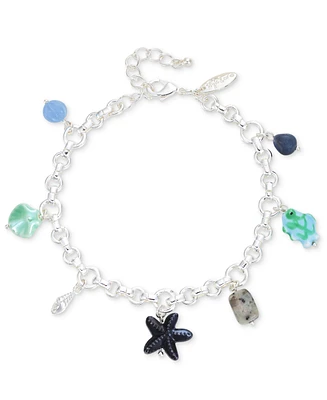 Style & Co Mixed Bead Stone Sea Charm Ankle Bracelet, Created for Macy's