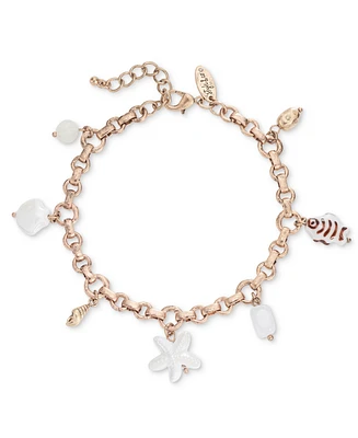 Style & Co Mixed Bead Stone Sea Charm Anklet, Created for Macy's