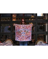 Jessie Zhao New York Double Sided Silk Scarf Of Pink Blossom Jungle