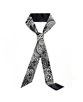 Jessie Zhao New York Silk Twilly Scarf Of Black Garden