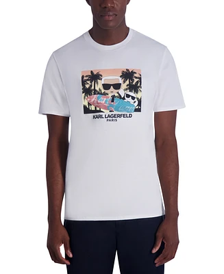 Karl Lagerfeld Paris Men's Surfer Cat Graphic T-Shirt