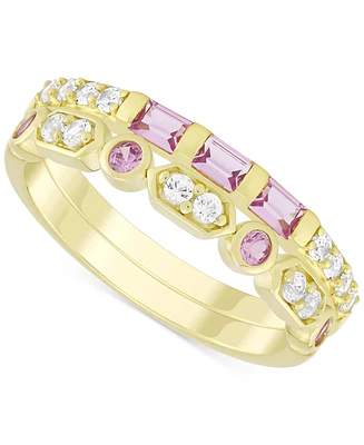 2-Pc. Set Lab-Grown Pink Sapphire (3/8 ct. t.w.) & White (1/3 14k Gold-Plated Sterling Silver
