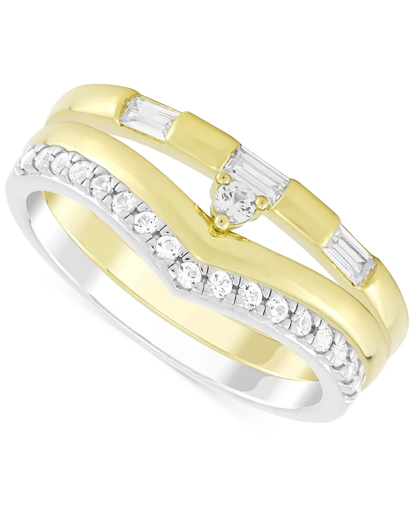 3-Pc. Set Lab-Grown White Sapphire Stack Rings (3/8 ct. t.w.) Sterling Silver & 14k Gold-Plate