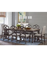 Mandeville 9pc Dining Set (Rectangular Table + 6 X-Back Chairs 2 Upholstered Chairs)