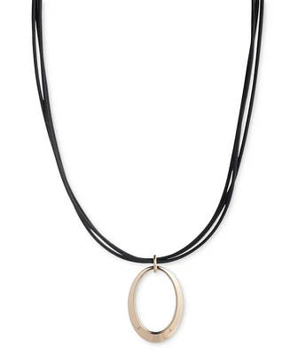 Lauren Ralph Open Drop Leather Cord Pendant Necklace, 16" + 3" extender