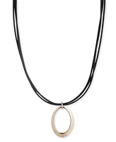 Lauren Ralph Open Drop Leather Cord Pendant Necklace, 16" + 3" extender