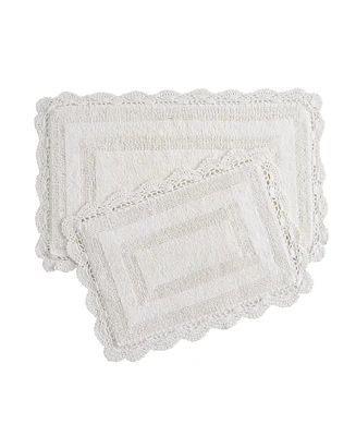 Laura Ashley Crochet Reversible Cotton Bath Rugs, 2 Piece Set