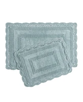 Laura Ashley Crochet Reversible Cotton Bath Rugs, 2 Piece Set