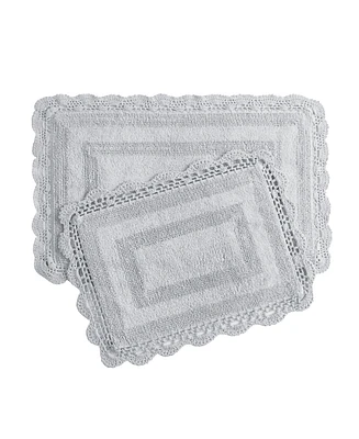 Laura Ashley Crochet Reversible Cotton Bath Rugs, 2 Piece Set