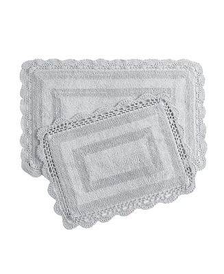 Laura Ashley Crochet Reversible Cotton 2-Pc. Bath Rug Set