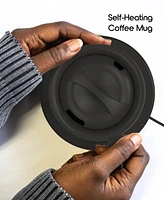 Tzumi Puree Warming Coffee Mug, 12 oz. Stainless Steel Mug with Warmer Coaster and Lid
