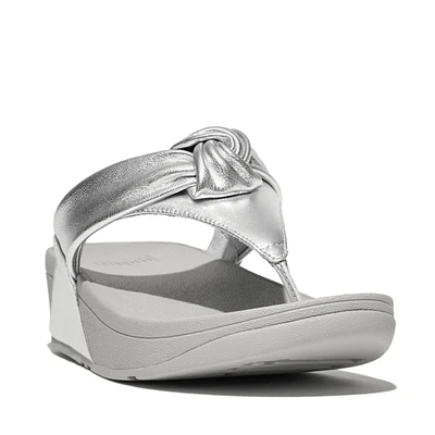 FitFLop Women's Lulu Padded-Knot Metallic-Leather Toe-Post Sandals
