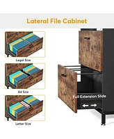 Tribesigns Lateral File Cabinets, 2 Drawer Filing Cabinets for Hanging Files Letter/Legal/F4/A4 Size(Rustic Brown)