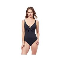 Tutti Frutti V neck tie knot one piece swimsuit