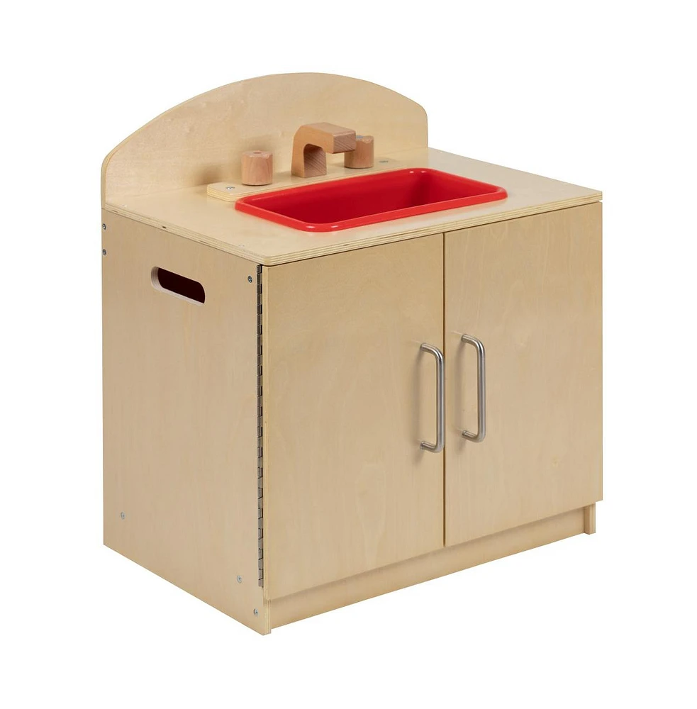 Children's Wooden Kitchen Sink With Turnable Knobs For Commercial Or Home Use