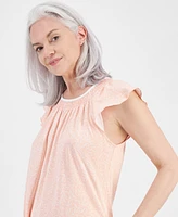 Charter Club Women's Cotton Smocked-Neck Nightgown, Created for Macy's