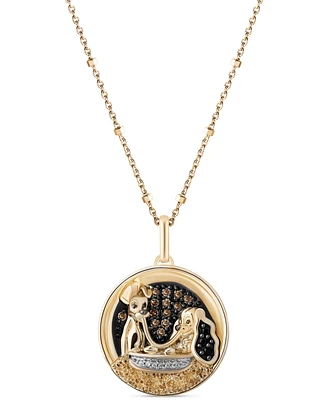 Wonder Fine Jewelry Multicolor Diamond Lady & The Tramp 18" Pendant Necklace (1/8 ct. t.w.) in Gold-Plated Sterling Silver - Gold
