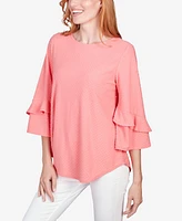 Ruby Rd. Petite Swiss Dot Textured Solid Party Top