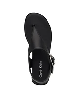 Calvin Klein Women's Moraca Buckle T-Strap Flat Sandals
