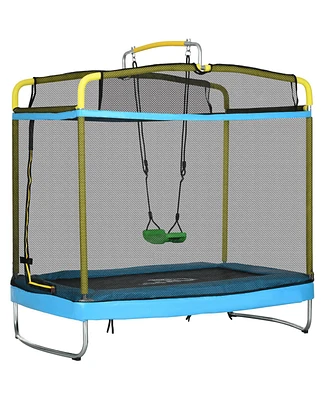 Qaba 3-In-1 Trampoline for Kids, 6.9' Kids Trampoline with Net, Light