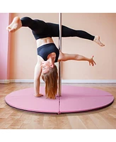 Soozier 2"T x 5"W Foldable Dance Pole Crash Mat, Portable Round Pole Dance Mat, Lightweight and Foldable, Pink