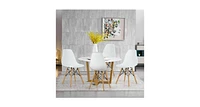 Set of 4 Modern Dsw Dining Side Chair Wood Legs-White