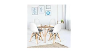 4 Pcs Modern Mid Century Armless Side Chair with Linen Cushion and Wood Legs-White