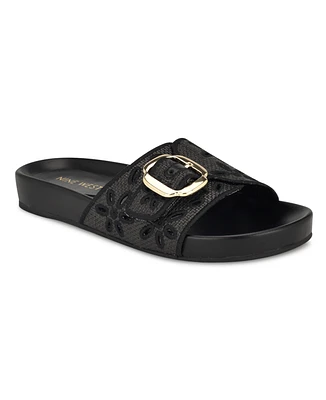 Nine West Women's Giulia Slip-On Round Toe Flat Casual Sandals