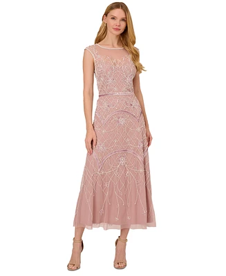 Adrianna Papell Women's Embellished Sleeveless Midi Dress