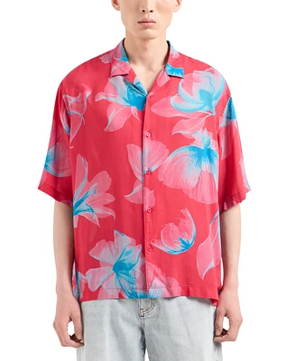 A|X Armani Exchange Men's Boxy-Fit Floral Shirt