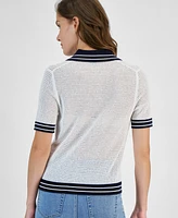 Nautica Jeans Women's Johnny-Collar Short-Sleeve Sweater