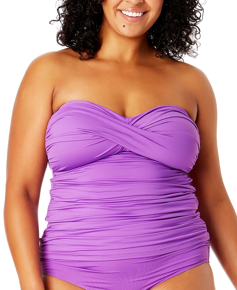 Anne Cole Plus Twist-Front Strapless Tankini