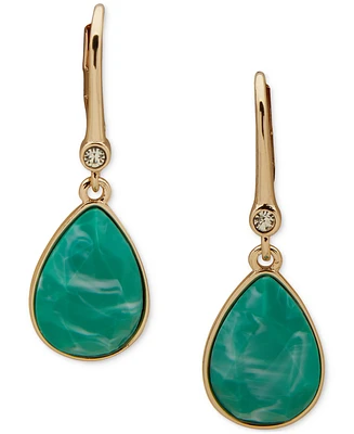 Dkny Gold-Tone Pave & Tear-Shape Stone Drop Earrings