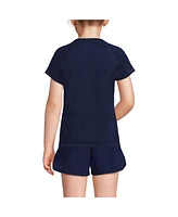 Lands' End Girls Slim Chlorine Resistant Short Sleeve Crew Neck UPF50 Rash Guard