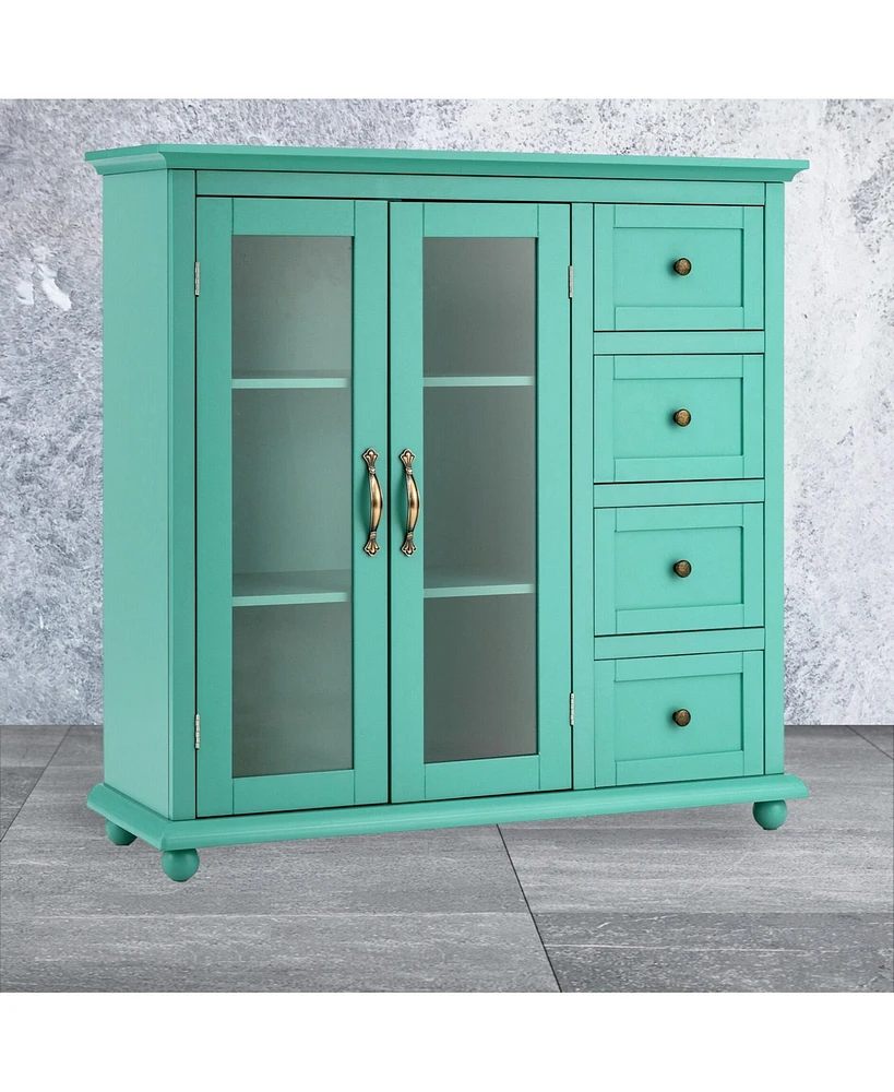 Slickblue Buffet Sideboard Table Kitchen Storage Cabinet with Drawers and Doors