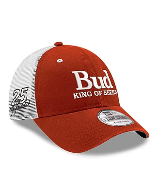 Men's New Era Scarlet Hendrick Motorsports Budweiser 9FORTY Adjustable Trucker Hat