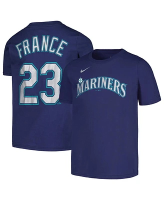 Big Boys Nike Ty France Navy Seattle Mariners Player Name and Number T-shirt