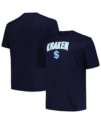 Men's Profile Navy Seattle Kraken Big and Tall Arch Over Logo T-shirt