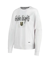 Women's Msx by Michael Strahan White Distressed Vegas Golden Knights Millie Raglan Pullover Sweatshirt