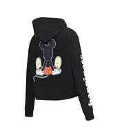 Women's Freeze Max Black Mickey Mouse Happiness Cropped Pullover Hoodie