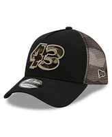 Men's New Era Black Erik Jones Camo 9FORTY A-Frame Trucker Adjustable Hat