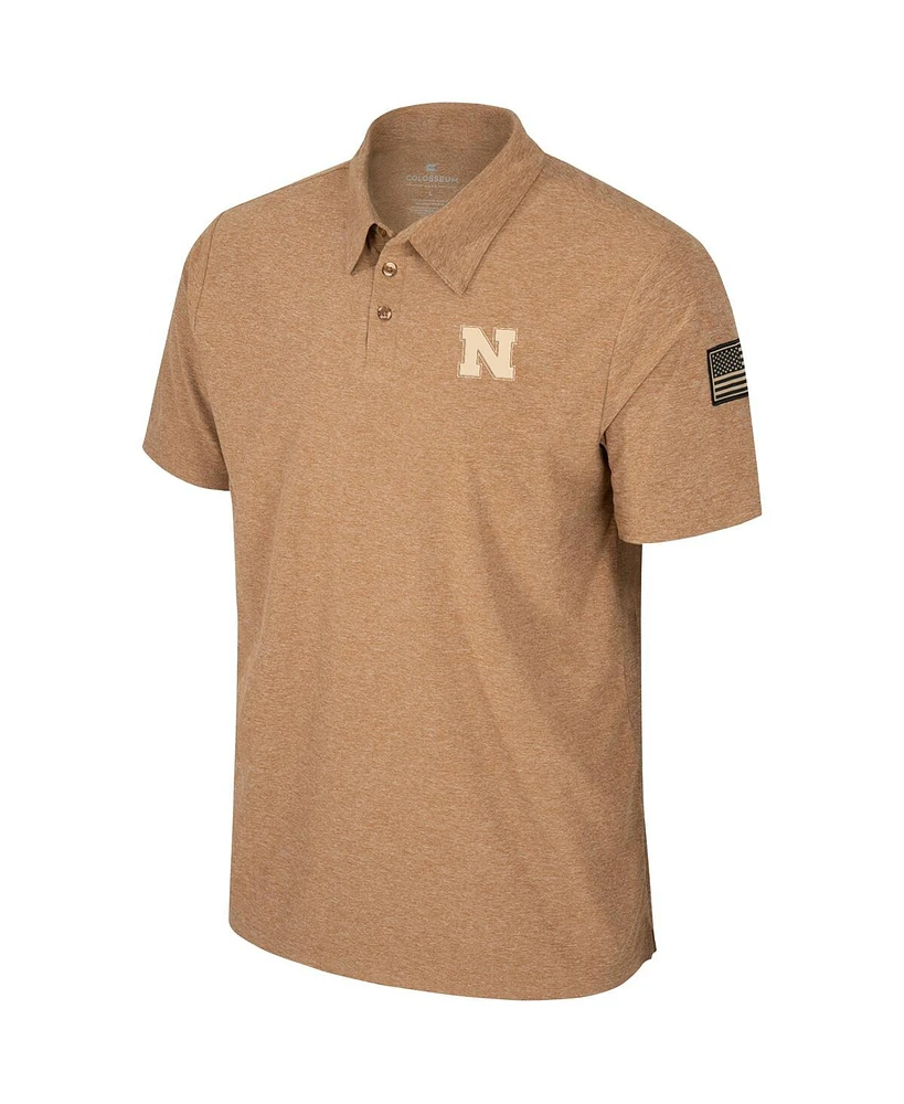Men's Colosseum Khaki Nebraska Huskers Oht Military-Inspired Appreciation Cloud Jersey Desert Polo Shirt