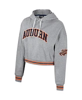 Women's The Wild Collective Heather Gray Auburn Tigers Cropped Shimmer Pullover Hoodie