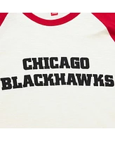Men's Mitchell & Ness Cream Chicago Blackhawks Legendary Slub Vintage-Like Raglan Long Sleeve T-shirt